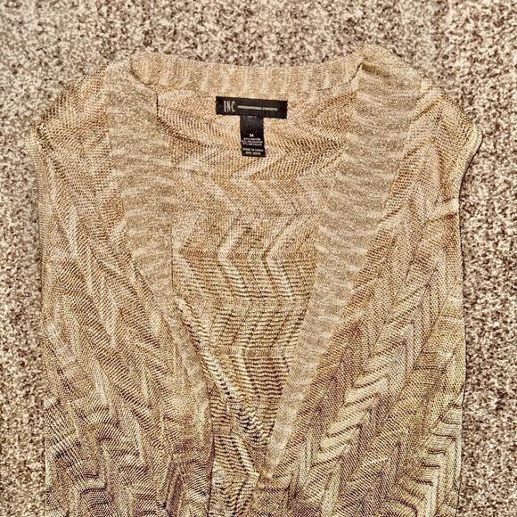 INC International Concepts Women's Metallic Gold Long Fit Cardigan Size Medium - Picture 3 of 7